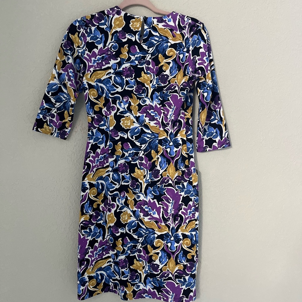 J. McLaughlin Dress Women XS Floral Catalina Cloth 3/4 Sleeve Pockets NEW